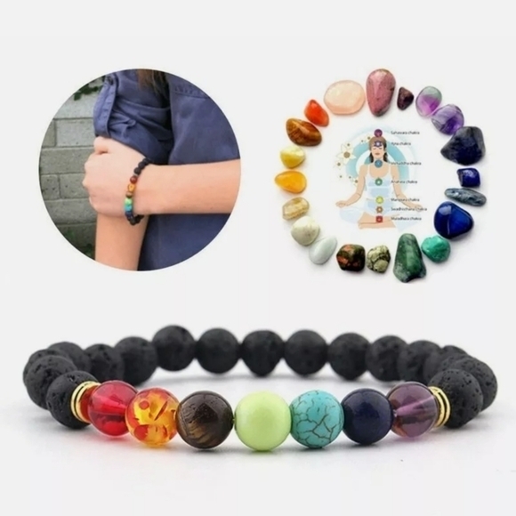 Seven Chakra Healing &‎ Balancing Oil Diffusing Natural Volcano Stone Br… - Picture 9 of 16